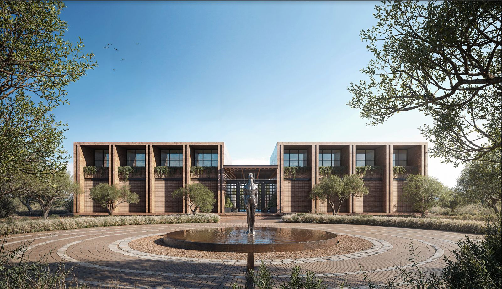 Spark Knowledge Center building with central fountain court